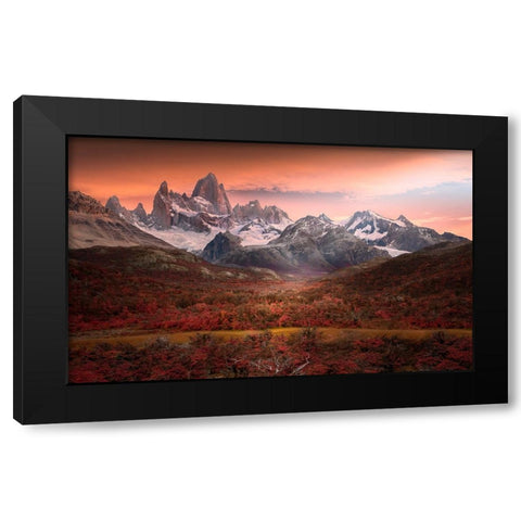 Fitz Roy Mountain in Autumn Black Modern Wood Framed Art Print by And Hongchao, Gu