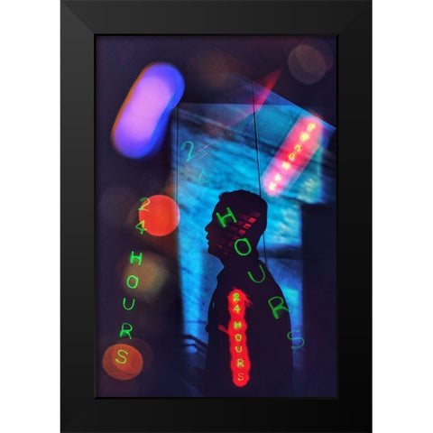 24 Hours Black Modern Wood Framed Art Print by Jo, Rahel