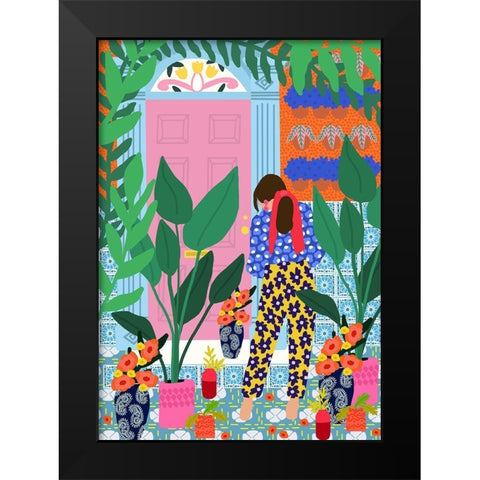 Inside My Personal Garden Black Modern Wood Framed Art Print by Mascaro, Rafaela