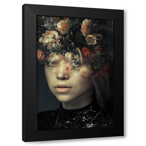 FLORAL PORTRAIT Black Modern Wood Framed Art Print with Double Matting by Adrian Chis, Paul