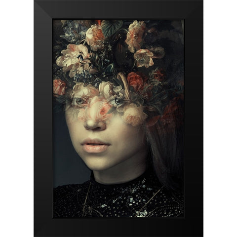FLORAL PORTRAIT Black Modern Wood Framed Art Print by Adrian Chis, Paul