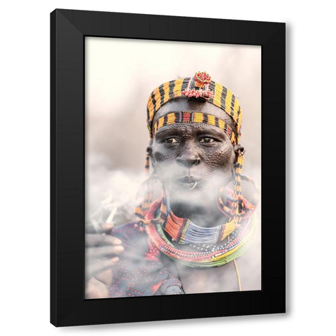 Jiye tribeswoman Black Modern Wood Framed Art Print with Double Matting by Cole, Trevor