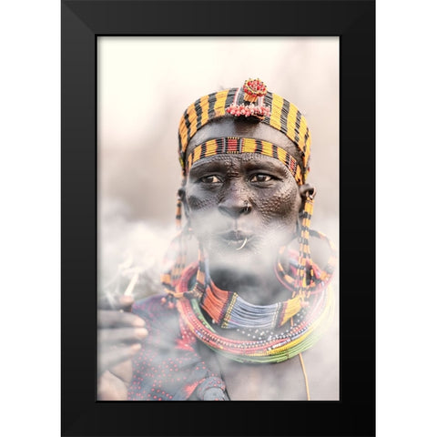 Jiye tribeswoman Black Modern Wood Framed Art Print by Cole, Trevor