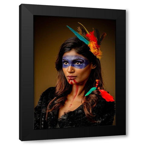 Mexican Tribe Beauty Black Modern Wood Framed Art Print by Chattopadhyay, Debasish