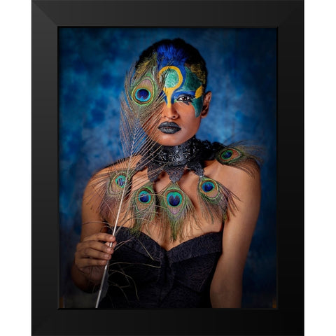 Feather Eye Black Modern Wood Framed Art Print by Chattopadhyay, Debasish