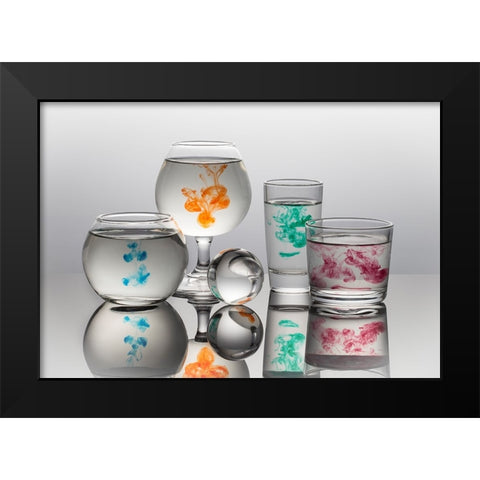 Qchemical Attackq Black Modern Wood Framed Art Print by Popov, Evgeniy