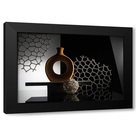 From The Series Qthree Colorsq Black Modern Wood Framed Art Print with Double Matting by Popov, Evgeniy