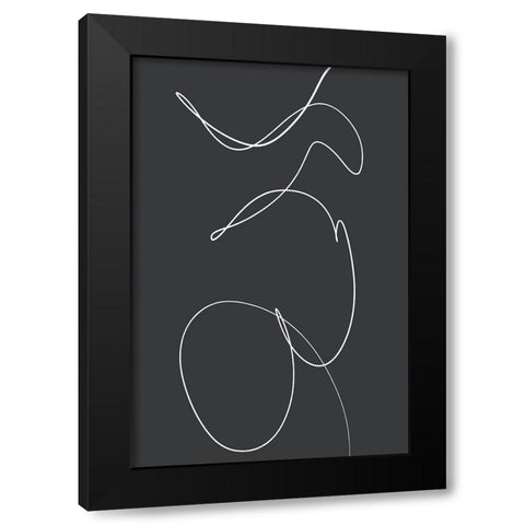 Ligne Abstrakt Black Modern Wood Framed Art Print with Double Matting by Uplusmestudio
