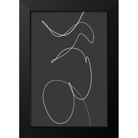 Ligne Abstrakt Black Modern Wood Framed Art Print by Uplusmestudio
