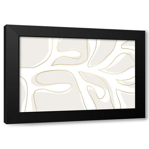 Abstract Twig White And Gold Black Modern Wood Framed Art Print by Uplusmestudio
