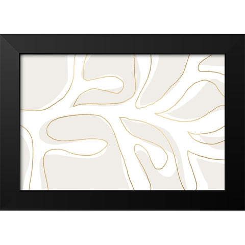 Abstract Twig White And Gold Black Modern Wood Framed Art Print by Uplusmestudio