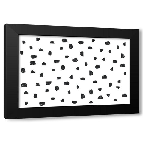 Spotty Stones Black Modern Wood Framed Art Print with Double Matting by Uplusmestudio