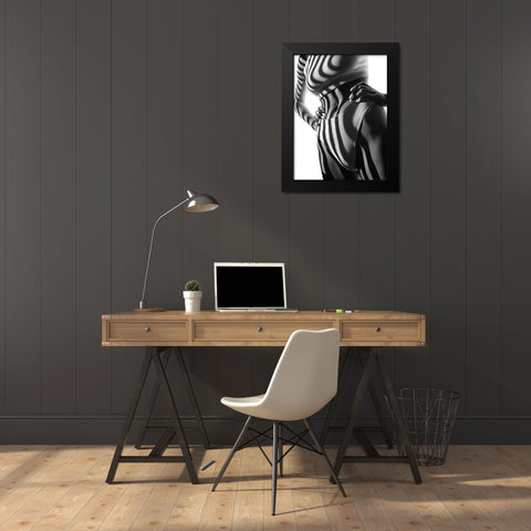 Zebra Black Modern Wood Framed Art Print by Anton, Rostovskiy