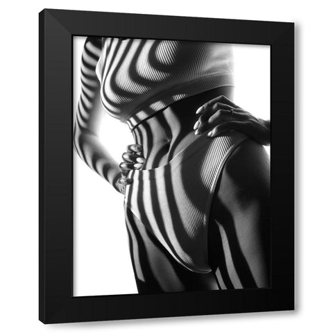 Zebra Black Modern Wood Framed Art Print by Anton, Rostovskiy