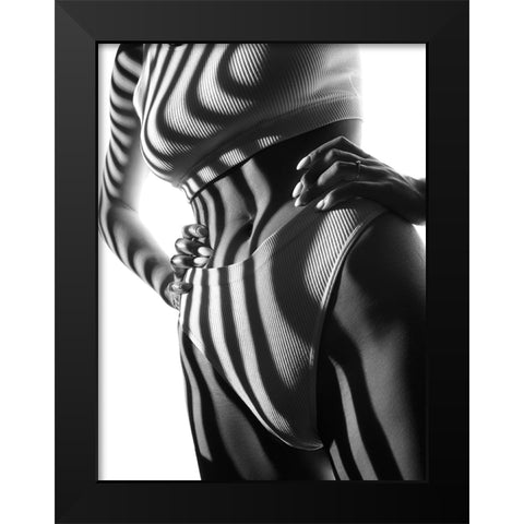 Zebra Black Modern Wood Framed Art Print by Anton, Rostovskiy