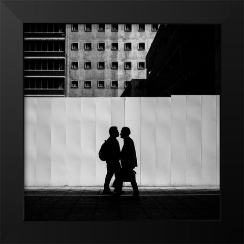 Air Kiss Black Modern Wood Framed Art Print by Fujii, Yuzo