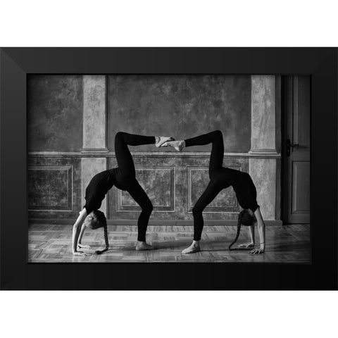 Twins Black Modern Wood Framed Art Print by Kapsha, Eduards