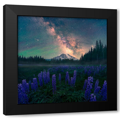 Night At The Adams Black Modern Wood Framed Art Print by Bandyopadhyay, Atanu