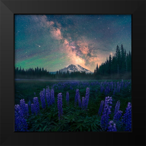 Night At The Adams Black Modern Wood Framed Art Print by Bandyopadhyay, Atanu