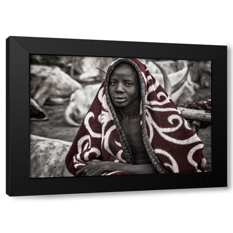 Mundari tribe child. Black Modern Wood Framed Art Print by Inazio Kuesta, Joxe