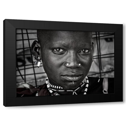 Larim Tribe Woman - South Sudan Black Modern Wood Framed Art Print with Double Matting by Inazio Kuesta, Joxe