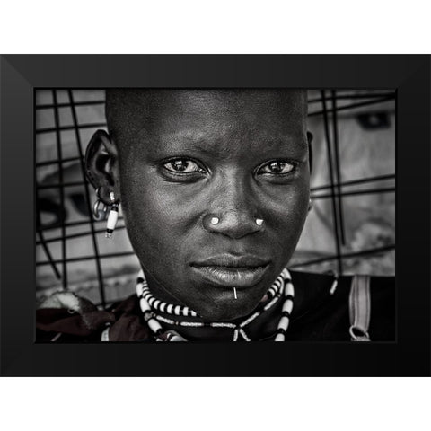 Larim Tribe Woman - South Sudan Black Modern Wood Framed Art Print by Inazio Kuesta, Joxe