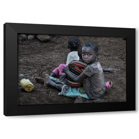 Pokot Tribe Children - Kenya Black Modern Wood Framed Art Print by Inazio Kuesta, Joxe