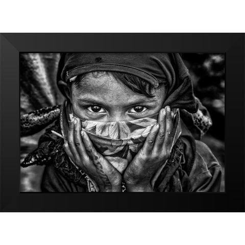 Rohingya Refugee Girl - Bangladesh Black Modern Wood Framed Art Print by Inazio Kuesta, Joxe