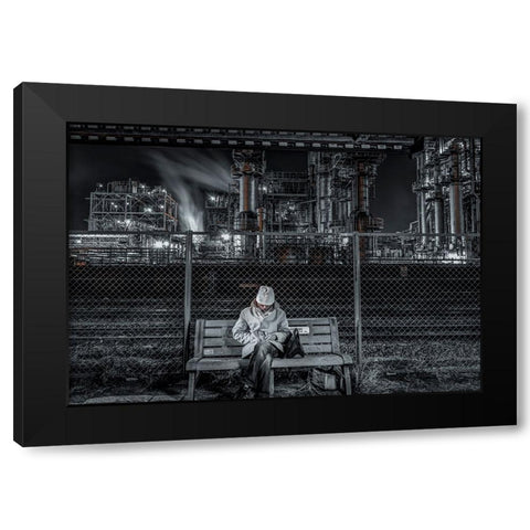 Lonesome Black Modern Wood Framed Art Print with Double Matting by Hara, Tomoshi