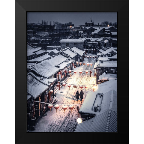 Walking Home Black Modern Wood Framed Art Print by Shen, Ran