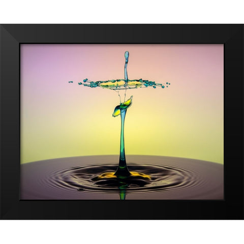 Dancing Drops Black Modern Wood Framed Art Print by Sayadi, Yousef