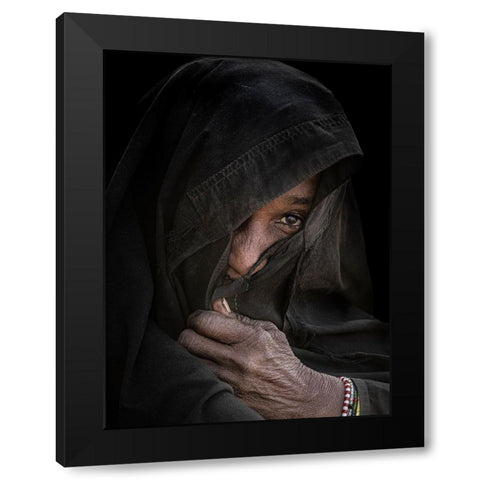 Mbororo Tribe Elder Black Modern Wood Framed Art Print with Double Matting by Molina, Elena