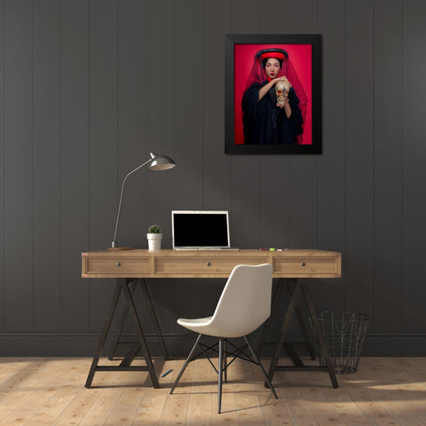 Mysterious Japanees Black Modern Wood Framed Art Print by Chattopadhyay, Debasish