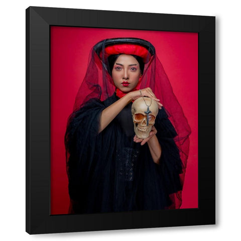 Mysterious Japanees Black Modern Wood Framed Art Print with Double Matting by Chattopadhyay, Debasish