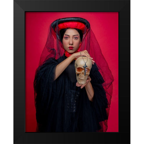 Mysterious Japanees Black Modern Wood Framed Art Print by Chattopadhyay, Debasish