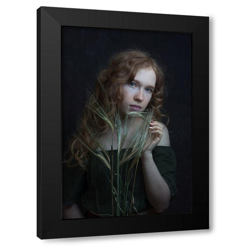 A Little Bit Of Green Black Modern Wood Framed Art Print with Double Matting by Franke, Ruth