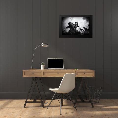 Animal Market - 1396 Black Modern Wood Framed Art Print by Garik