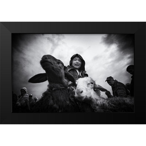 Animal Market - 1396 Black Modern Wood Framed Art Print by Garik