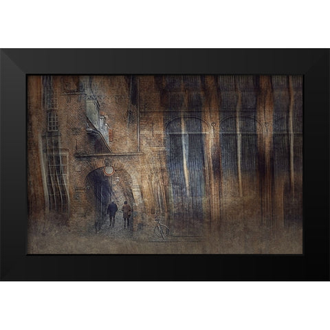 In The Streets Of Zuthpen-The Netherlands Black Modern Wood Framed Art Print by Van Der, Jan