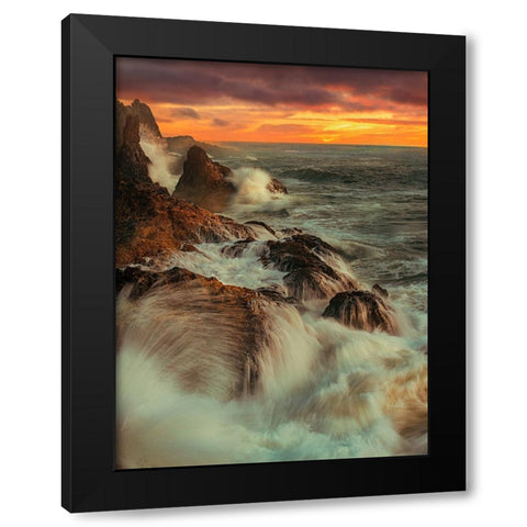 Wave Time Black Modern Wood Framed Art Print with Double Matting by Yu, Wenjin