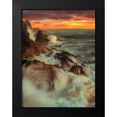 Wave Time Black Modern Wood Framed Art Print by Yu, Wenjin