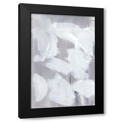 Grey Touching White Black Modern Wood Framed Art Print by Uplusmestudio