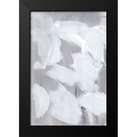 Grey Touching White Black Modern Wood Framed Art Print by Uplusmestudio