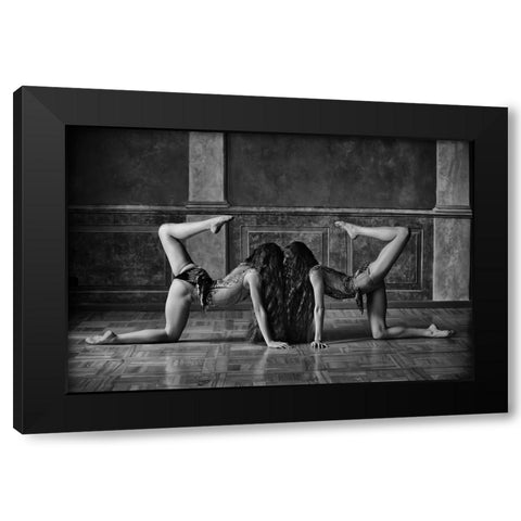 Twins Black Modern Wood Framed Art Print with Double Matting by Kapsha, Eduards