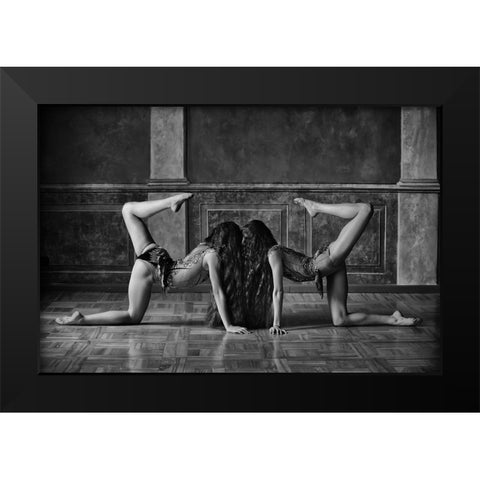 Twins Black Modern Wood Framed Art Print by Kapsha, Eduards