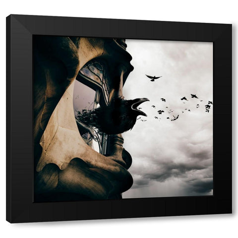 La Maison des Corbeaux Black Modern Wood Framed Art Print with Double Matting by Hossameldin, Hany