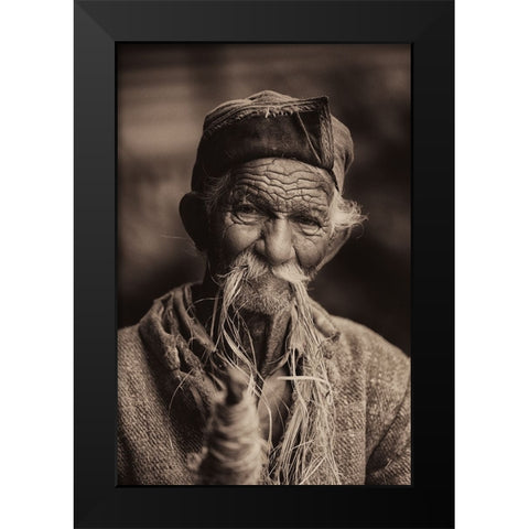 Portrait of a herder Black Modern Wood Framed Art Print by Swapnil