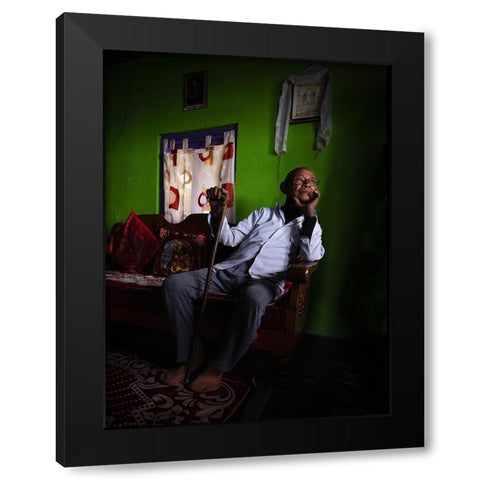 Mr. Rai - At Home Black Modern Wood Framed Art Print with Double Matting by Steverson, Michael