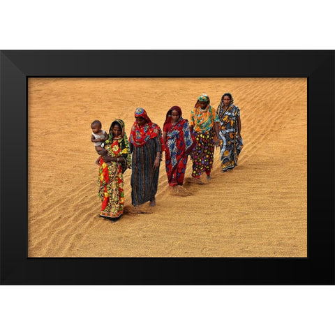 Woman Worker Black Modern Wood Framed Art Print by Mahabub Hossain, Md