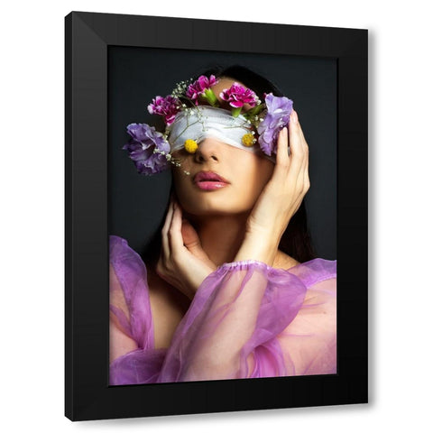flowers Black Modern Wood Framed Art Print with Double Matting by Kazamil, Farid